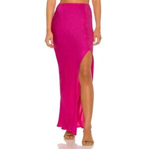 INDAH Mist Solid Bias Maxi Skirt in Pink